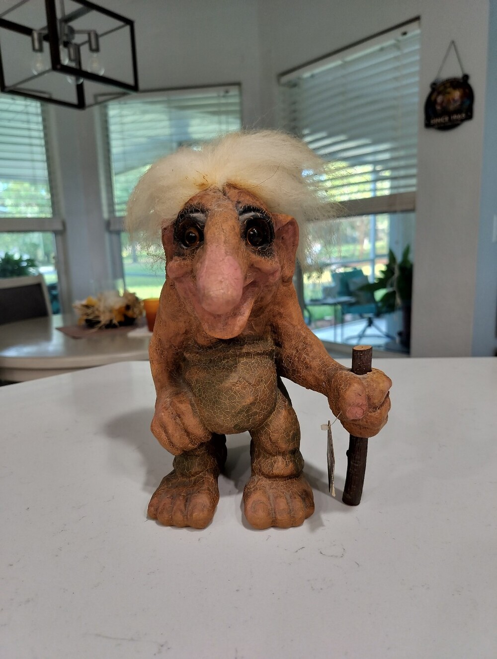Brown Reptile/Troll Figurine with White Hair - Decorative Pet Habitat Accent